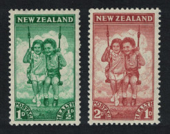 New Zealand Boy And Girl On Swing Health Stamps 1942 MNH SG#634-635 - Nuevos