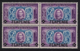 New Zealand Surch 'TENPENCE' Between Crosses Block Of 4 1944 MNH SG#662 - Unused Stamps