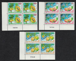 New Caledonia Mango Papaya Fruit 3v Corner Blocks Of 4 Control 2008 MNH SG#1440-1442 MI#1458-1460 - Neufs