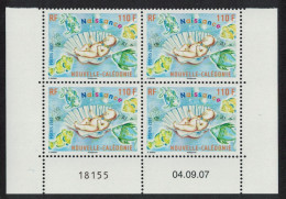 New Caledonia Fish Baby In Seashell Block Of 4 Date Number 2007 MNH SG#1432 MI#1450 - Neufs