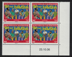 New Caledonia Music Kaneka Musical Style Corner Block Of 4 Date 2006 MNH SG#1390 MI#1405 - Unused Stamps