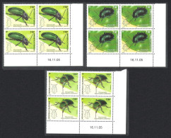 New Caledonia Leaf Beetles Insects 3v Corner Blocks Of 4 Date 2005 MNH SG#1366-1368 - Neufs