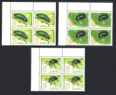 New Caledonia Leaf Beetles Chrysomelidae Insects 3v Corner Blocks Of 4 2005 MNH SG#1366-1368 - Unused Stamps