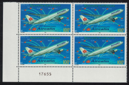 New Caledonia Airbus 320 Aircraft Corner Block Of 4 Number 2003 MNH SG#1302 MI#1304 - Ungebraucht