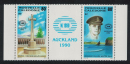 New Caledonia New Zealand 1990 Stamp Exhibition 2v Strip Blue Label 1990 MNH SG#887-888 - Ungebraucht