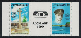 New Caledonia New Zealand 1990 Stamp Exhibition 2v Strip Black Label 1990 MNH SG#887-888 - Unused Stamps