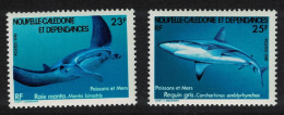 New Caledonia Manta Ray Grey Reef Shark Sea Fish 2v 1981 MNH SG#647-648 - Ungebraucht