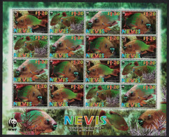 Nevis WWF Rainbow Parrotfish Sheetlet Of 4 Sets 2007 MNH SG#2015-2018 MI#2208-2211 Sc#1510a-d - St.Kitts And Nevis ( 1983-...)