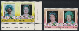 Nevis Life And Times Of The Queen Mother 2 Pairs 1985 MNH SG#309=316 - St.Kitts-et-Nevis ( 1983-...)