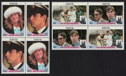 Nevis Royal Wedding Prince Andrew 4v Cross-Blocks 1986 MNH SG#406-409 Sc#498-499 - St.Kitts Und Nevis ( 1983-...)