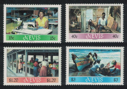 Nevis Fishing Clothing Agriculture Local Industries 4v 1986 MNH SG#402-405 - St.Kitts-et-Nevis ( 1983-...)