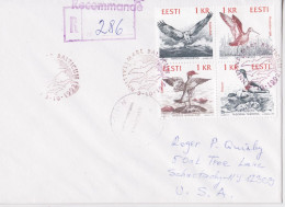 Eesti Estonie Lettre Timbre Oiseau Aigle Canard Duke Eagle Bird Stamp Registered Cover Mail 1992 - Estonie