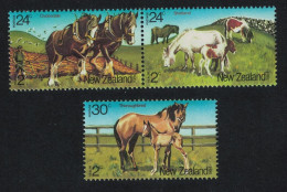 New Zealand Horses Health Stamps 3v Pair 1984 MNH SG#1345-1347 - Unused Stamps