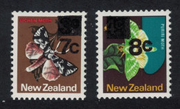 New Zealand Moths Surch 2v 1977 MNH SG#1143-1144 - Unused Stamps