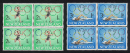 New Zealand Olympic Rings Swimming 2v Blocks Of 4 1968 MNH SG#887-888 - Unused Stamps