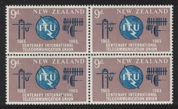 New Zealand Centenary Of ITU Block Of 4 1965 MNH SG#828 - Ongebruikt