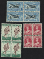 New Zealand Douglas DC-3 Airliner Maori Mail-carrier Queen Blocks Of 4 1955 MNH SG#739-741 - Nuovi