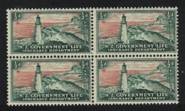 New Zealand Castlepoint Lighthouse Block Of 4 1947 MNH SG#L42 - Unused Stamps