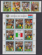 Paraguay World Cup Football Championship Italy Strip Of 4v+Sheetlet 1989 MNH MI#4434-4438 Sc#2309-2310 - Paraguay