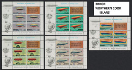 Penrhyn Bicentenary Of Manned Flight Sheets ERROR RARR 1983 MNH SG#320A-324A MI#347-351 - Penrhyn