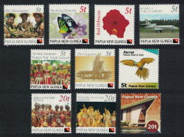 Papua NG Butterfly Macaw Bird Aircraft Provisional Make-up Stamps 10v 2015 MNH SG#1767-1776 - Papua Nuova Guinea