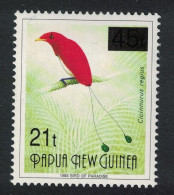 Papua NG Bird Of Paradise Thin Overprint '21t' On Small '45t' 1995 MNH SG#757 MI#746 I I - Papua Nuova Guinea