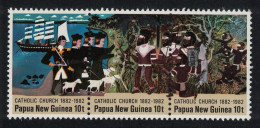 Papua NG Catholic Church Strip Of 3v 1982 MNH SG#457-459 MI#452-454 Sc#570a - Papua-Neuguinea