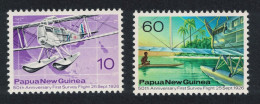 Papua NG Survey Flight Aircraft Pirogue 2v 1976 MNH SG#310=312 Sc#438=440 - Papua New Guinea