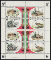 Palestine Birds WWF Houbara Bustard Sheetlet Of 2 Sets 2001 MNH SG#PA204-PA207 MI#192-195 Sc#150 A-d - Palestine