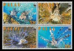 Palau WWF Red Lionfish 'Pterois Voltans' Block Of 4 2009 MNH SG#2379-2382 MI#2902-2905 Sc#992 - Palau