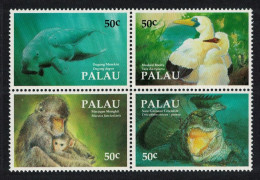 Palau Booby Bird Dugong Crocodile Macaque Animals Block Of 4 1993 MNH SG#589-592 - Palau