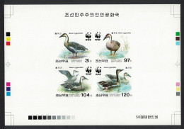 Korea Birds WWF Swan Goose 4 Combo De-Luxe Imperf 2004 MNH SG#N4450-N4453 MI#4823-4826 Sc#4399-4402 - Corea Del Nord
