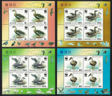Korea Birds WWF Swan Goose 4 Sheetlets 2004 MNH SG#N4450-N4453 MI#4823-4826 Sc#4399-4402 - Corea Del Nord