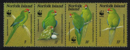 Norfolk Birds WWF Green Parrot Strip Of 4v 1987 MNH SG#425-428 MI#421-424 Sc#421 A-d - Isola Norfolk