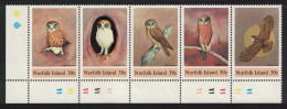 Norfolk Birds Boobook Owl Corner Strip Of 5 1984 MNH SG#338-342 Sc#343 - Norfolkinsel