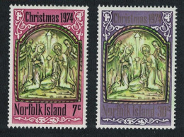 Norfolk Pearl-shell Pew Carving Christmas 2v 1974 MNH SG#156-157 Sc#179-180 - Norfolkinsel