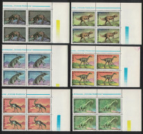 Romania Dinosaurs 6v Corner Blocks Of 4 1993 MNH SG#5608-5613 - Ungebraucht
