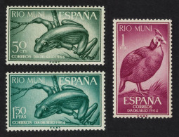 Rio Muni Goliath Frog Helmeted Guineafowl Bird 3v 1964 MNH SG#57-59 Sc#44-46 - Rio Muni