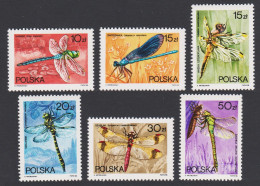 Poland Dragonflies Insects 6v 1988 MNH SG#3147-3152 MI#3134-3139 Sc#2841-2846 - Unused Stamps