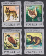 Poland Kestrel Bustard Birds Endangered Animals 4v 1977 MNH SG#2491-2494 Sc#2215-2218 - Neufs