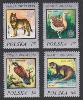 Poland Kestrel Bustard Birds Endangered Animals 4v 1977 MNH SG#2491-2494 Sc#2215-2218 - Unused Stamps