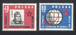Poland Space Yuri Gagarin World's First Manned Flight 2v 1961 MNH SG#1221-1222 Sc#974-975 - Unused Stamps