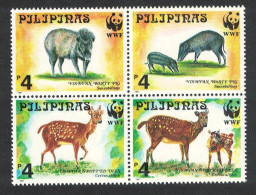 Philippines WWF Spotted Deer And Warty Pig 4v Block Of 4 1997 MNH SG#2992-2995 MI#2814-2817 Sc#2476-2479 - Philippinen