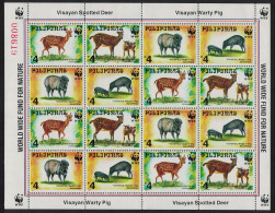 Philippines WWF Spotted Deer Warty Pig Sheetlet Of 4 Sets 1997 MNH SG#2992-2995 MI#2814-2817 Sc#2476-2479 - Philippines