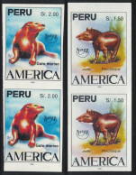 Peru Tapir Otter UPAEP UNISSUED Imperf RARR Vert Pairs 1993 MNH - Pérou