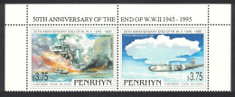 Penrhyn 50th Anniversary End Of WW II Strip Of 2v Type 1 1995 MNH SG#513a Sc#444 - Penrhyn