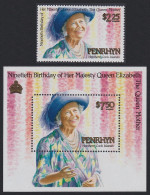 Penrhyn 90th Birthday Of The Queen Mother 1v+MS 1990 MNH SG#445-MS446 Sc#384-385 - Penrhyn