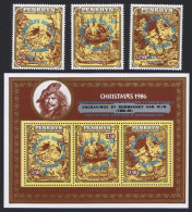 Penrhyn Visit Of Pope John Paul II Overprint On Rembrandt 3v+MS 1986 MNH SG#408-MS411 Sc#B20-B23 - Penrhyn