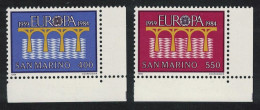 San Marino Europa 25th Anniversary Of CEPT 2v Corners 1984 MNH SG#1224-1225 - Unused Stamps