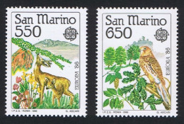 San Marino Birds Common Kestrel Deer 2v Europa CEPT 1986 MNH SG#1269-1270 Sc#1107-1108 - Ongebruikt
